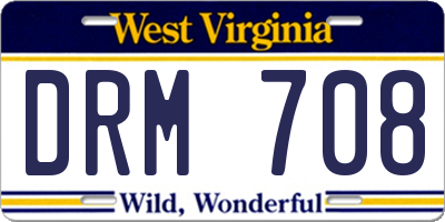 WV license plate DRM708