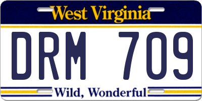 WV license plate DRM709