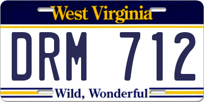 WV license plate DRM712