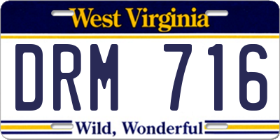 WV license plate DRM716