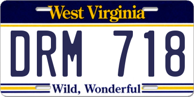 WV license plate DRM718