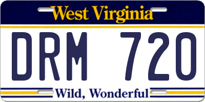 WV license plate DRM720