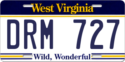 WV license plate DRM727