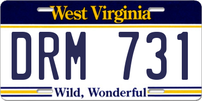WV license plate DRM731