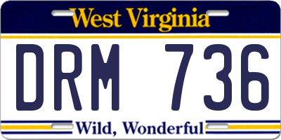 WV license plate DRM736