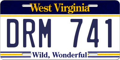 WV license plate DRM741