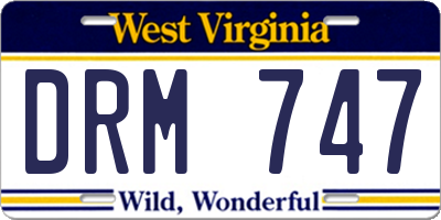 WV license plate DRM747