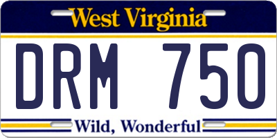WV license plate DRM750
