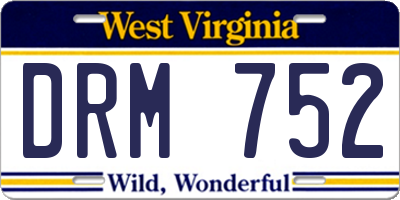 WV license plate DRM752