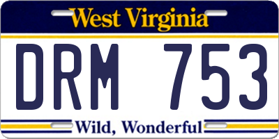 WV license plate DRM753