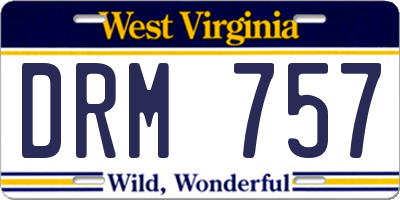 WV license plate DRM757