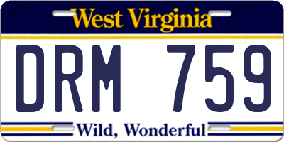 WV license plate DRM759