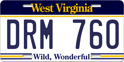 WV license plate DRM760