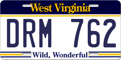 WV license plate DRM762