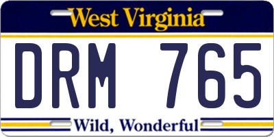 WV license plate DRM765