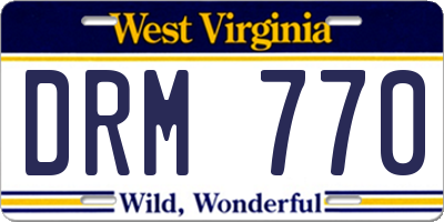 WV license plate DRM770