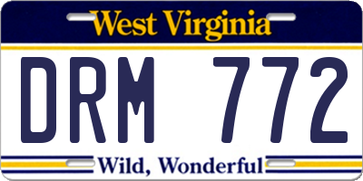 WV license plate DRM772