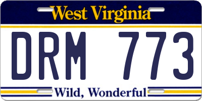 WV license plate DRM773