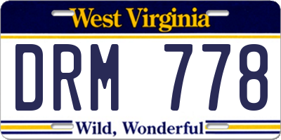 WV license plate DRM778