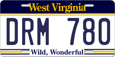 WV license plate DRM780