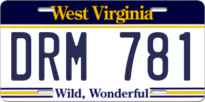 WV license plate DRM781