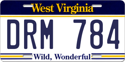 WV license plate DRM784