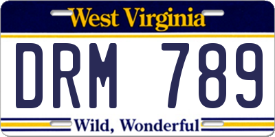 WV license plate DRM789