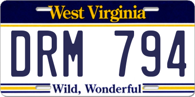WV license plate DRM794