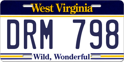 WV license plate DRM798