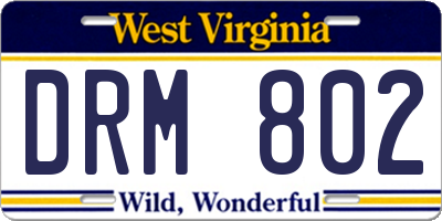 WV license plate DRM802