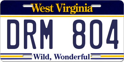 WV license plate DRM804