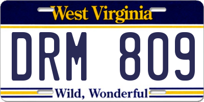 WV license plate DRM809