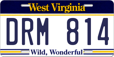 WV license plate DRM814