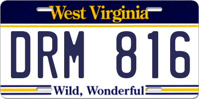 WV license plate DRM816