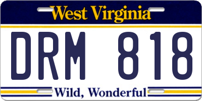 WV license plate DRM818