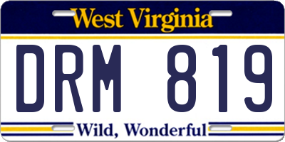 WV license plate DRM819