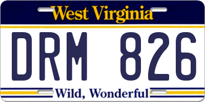 WV license plate DRM826
