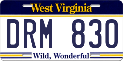 WV license plate DRM830