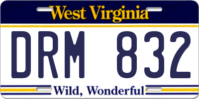 WV license plate DRM832