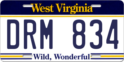WV license plate DRM834