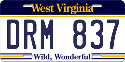 WV license plate DRM837