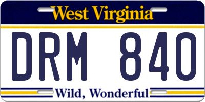 WV license plate DRM840