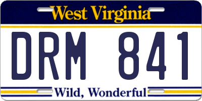 WV license plate DRM841