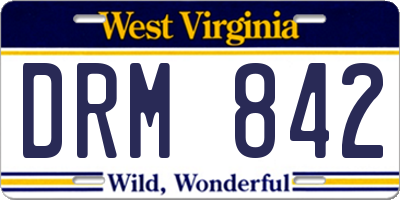 WV license plate DRM842
