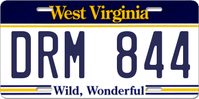 WV license plate DRM844