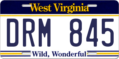 WV license plate DRM845