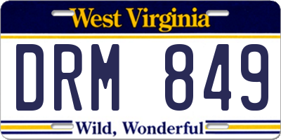WV license plate DRM849
