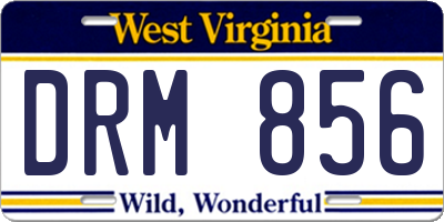 WV license plate DRM856