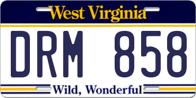 WV license plate DRM858