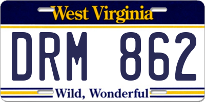 WV license plate DRM862
